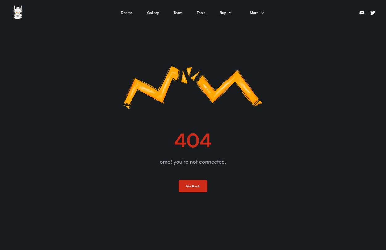 404 page: a large 404 in Bulan's style, a short message and a button back home
